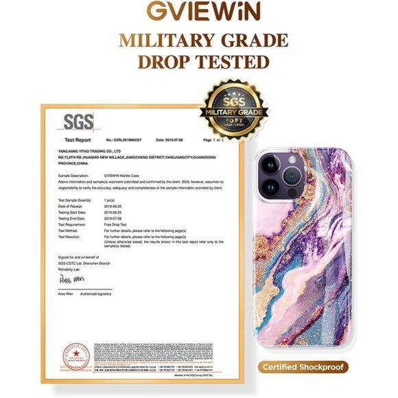 For iPhone 14 Pro Max 6.7in Military Grade Drop Protection Soft TPU Marble Case - Picture 4 of 6